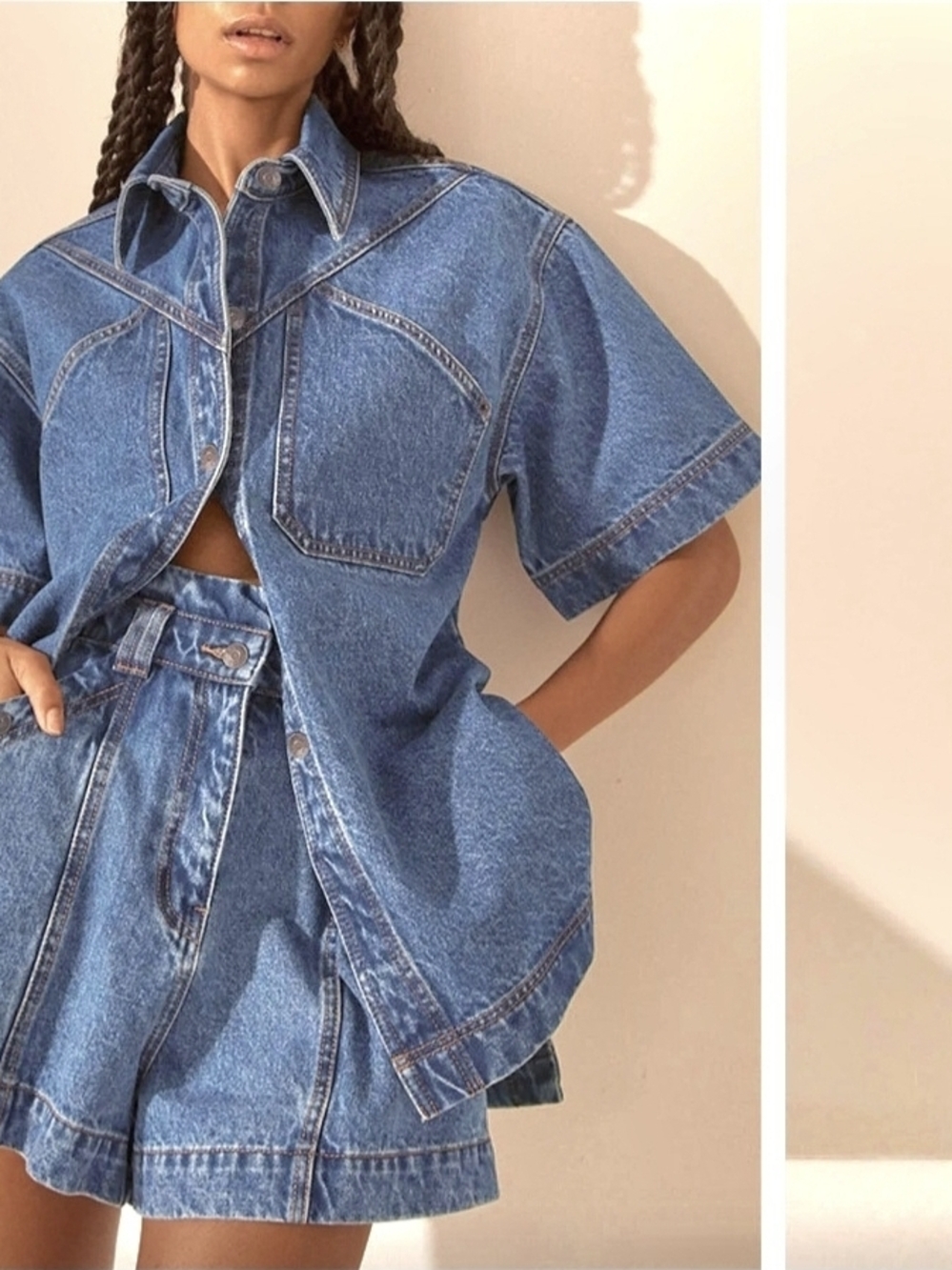 Denim Short Set - Blue Two-Piece